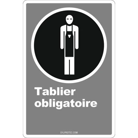 Affiche CDN «Tablier obligatoire» de langue française: langues, formats et matériaux divers + options