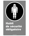French CDN "Protective Clothing Mandatory" sign in various sizes, shapes, materials & languages + optional features