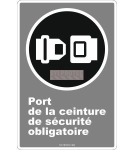 Affiche CDN « Port de la ceinture de sécurité obligatoire » en français: langues, formats & matériaux divers   options