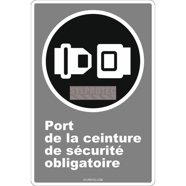 Affiche CDN « Port de la ceinture de sécurité obligatoire » en français: langues, formats & matériaux divers   options