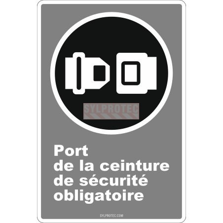 Affiche CDN « Port de la ceinture de sécurité obligatoire » en français: langues, formats & matériaux divers   options