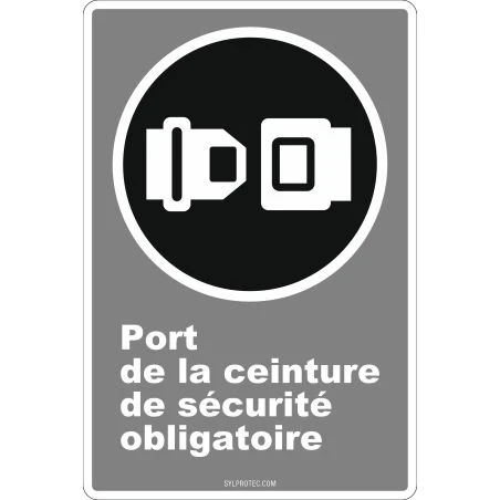 Affiche CDN « Port de la ceinture de sécurité obligatoire » en français: langues, formats & matériaux divers + options