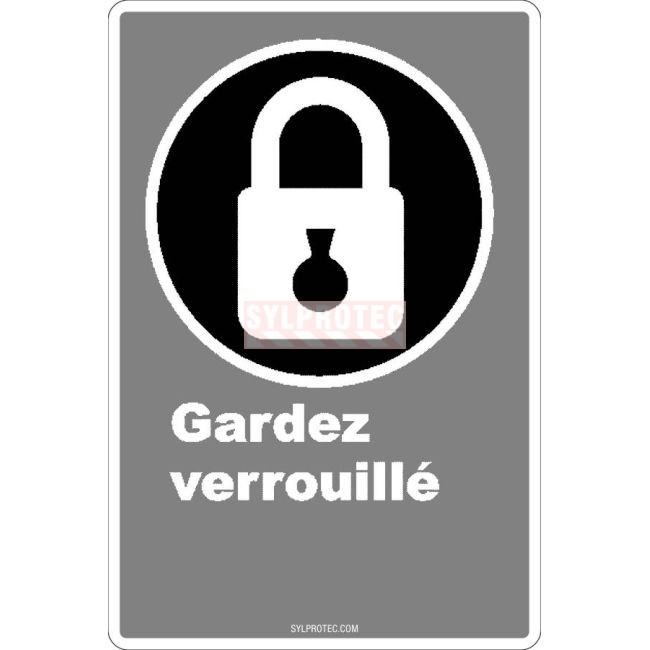 Affiche CDN «Gardez verrouillé» de langue française : formats variés, matériaux divers, d’autres langues & options
