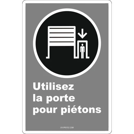 French CDN"Use Pedestrian Doorway" sign in various sizes, shapes, materials & languages + optional features
