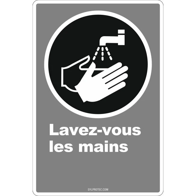 French CDN "Wash Your Hands" sign in various sizes, shapes, materials & languages + optional features