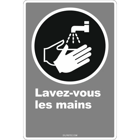 French CDN "Wash Your Hands" sign in various sizes, shapes, materials & languages + optional features