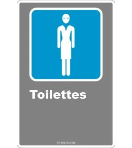 French CDN women "Toilette" sign in various sizes, shapes, materials & languages + optional features