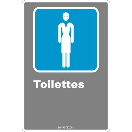 French CDN women "Toilette" sign in various sizes, shapes, materials & languages + optional features