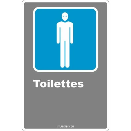 French CDN men "Toilette" sign in various sizes, shapes, materials & languages + optional features