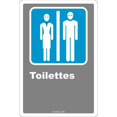 French CDN men and women "Toilette" sign in various sizes, shapes, materials & languages + optional features