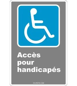Affiche CDN«Accès pour handicapés» de langue française: formats variés, matériaux divers, d’autres langues & options