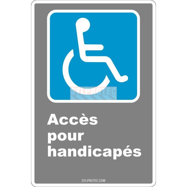 Affiche CDN«Accès pour handicapés» de langue française: formats variés, matériaux divers, d’autres langues & options