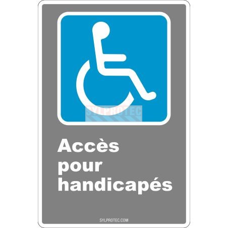 Affiche CDN«Accès pour handicapés» de langue française: formats variés, matériaux divers, d’autres langues & options