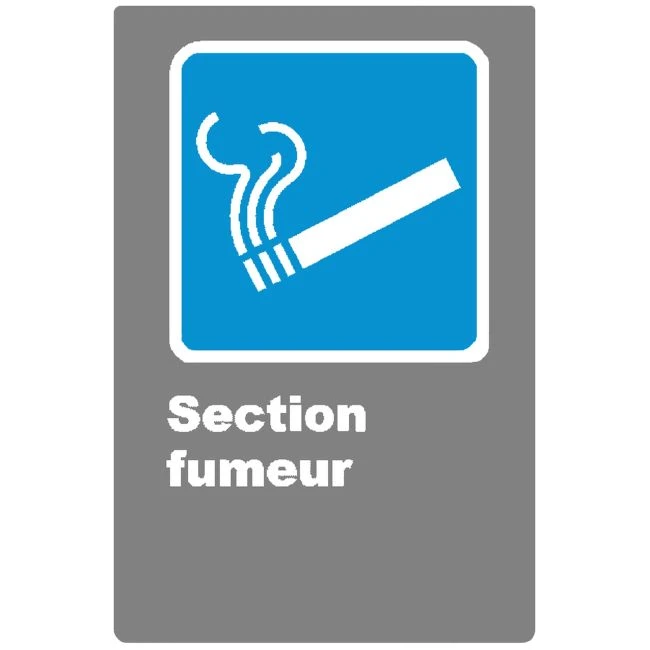 French CDN "Smoking Area" sign in various sizes, shapes, materials & languages + optional features