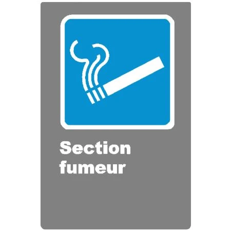 French CDN "Smoking Area" sign in various sizes, shapes, materials & languages + optional features