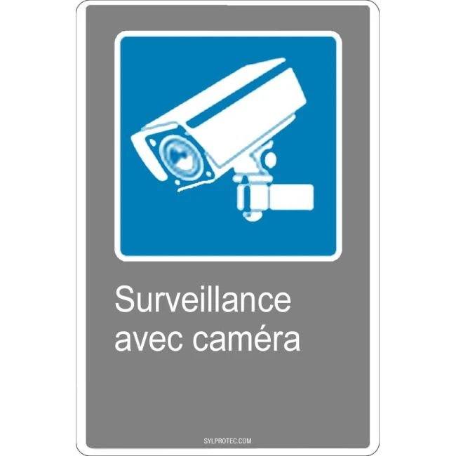 French CDN "Surveillance with camera" sign in various sizes, shapes, materials & languages + optional features