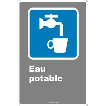 French CDN "Drinking Water" sign in various sizes, shapes, materials & languages + optional features