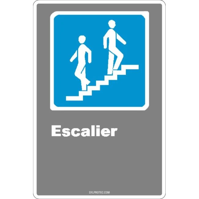 French CDN "Stairs" sign in various sizes, shapes, materials & languages + optional features