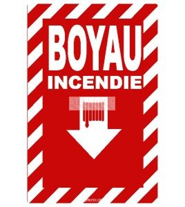 Affiche d’urgence et d’incendie «Feu Boyau» hachuré transversale