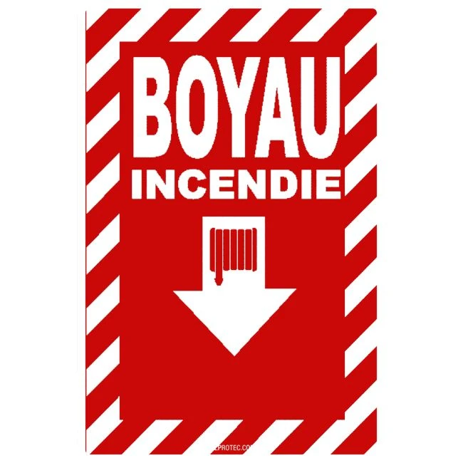 Affiche d’urgence et d’incendie «Feu Boyau» hachuré transversale
