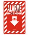 French emergency "Fire Alarm" sign in various sizes, shapes, materials & languages + optional features