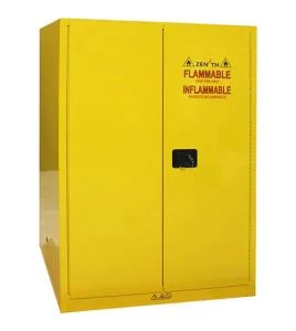 Flammable liquids storage cabinet, 90 US gallons (341 L), FM, NFPA and OSHA-approved.