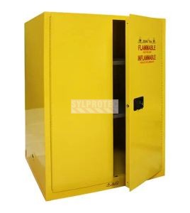 Flammable liquids storage cabinet, 90 US gallons (341 L), FM, NFPA and OSHA-approved.