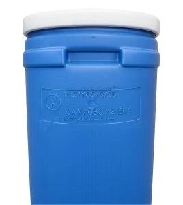 Baril bleu refermable en polyéthylène haute densité