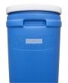 Resealable blue barrel in high-density polyethylene