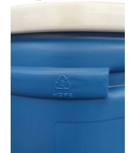 Baril bleu refermable en polyéthylène haute densité