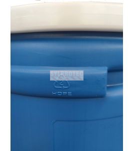 Resealable blue barrel in high-density polyethylene