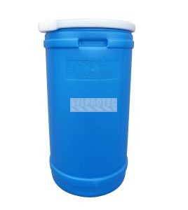 Resealable blue barrel in high-density polyethylene
