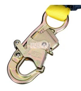 DBI-SALA 3M web shock-absorbing lanyard, side view of snap hooks