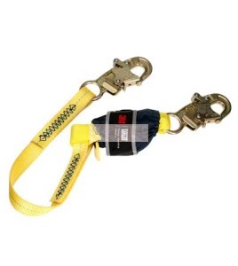 DBI-SALA 3M web shock-absorbing lanyard, angled view of snap hooks