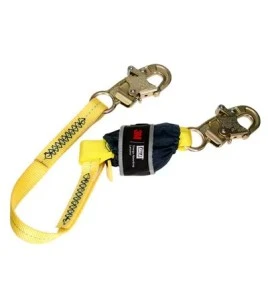 DBI-SALA 3M web shock-absorbing lanyard, angled view of snap hooks