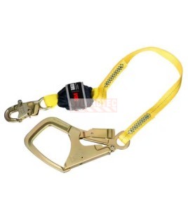 DBI-SALA 3M web shock-absorbing lanyard, angled view with rebar hook