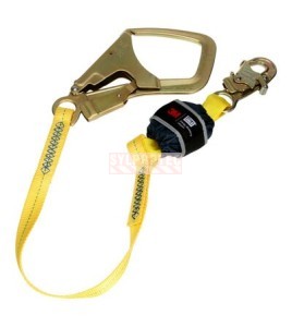 DBI-SALA 3M web shock-absorbing lanyard, angled view with snap hook