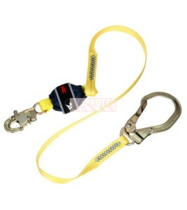 DBI-SALA 3M web shock-absorbing lanyard, angled view with rebar hook