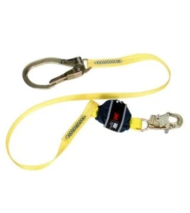 DBI-SALA 3M web shock-absorbing lanyard, angled view with snap hook