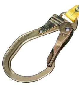 DBI-SALA 3M web shock-absorbing lanyard, close-up of the rebar hook