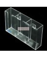 Clear acrylic glove box holder with 3 vertical bins, for wall mounting or table mounting.