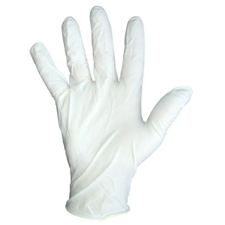 Gant en latex 5 mil d’épaisseur sans poudre. AQL 1.5. Taille: S (7) à XL (10). Vendu par boîte de 100 gants