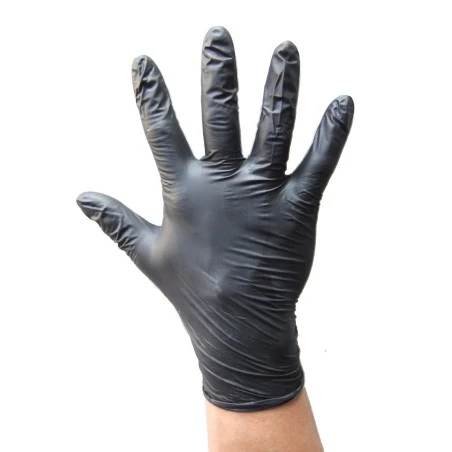 Gant ambidextre en nitrile noir de 4 mils sans poudre.