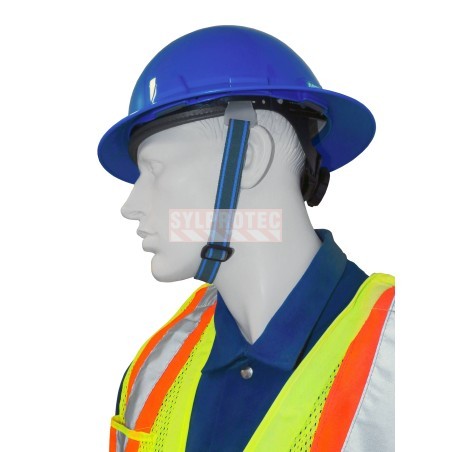 Mentonnière à 2 points en polyester élastique compatible avec la majorité des casques de sécurité MSA. Vendu à l'unité