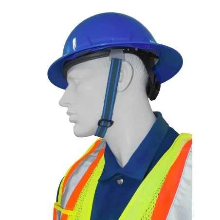 Mentonnière à 2 points en polyester élastique compatible avec la majorité des casques de sécurité MSA. Vendu à l'unité