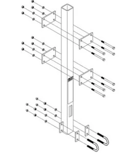Support inférieur Lad-Saf DBI-SALA 3M 6116027 pour poteau ou mât d'échelle, 12,7 x 6,3 x 104 cm