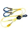 DBI-SALA 3M twin-leg Y web shock-absorbing lanyard, angled view with absorber pack