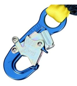 DBI-SALA 3M twin-leg Y web shock-absorbing lanyard, angled view of hooks