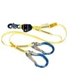 DBI-SALA 3M twin-leg Y web shock-absorbing lanyard, close-up of the absorber pack