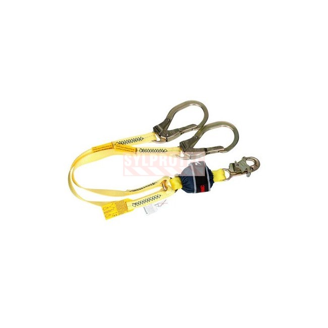 DBI-SALA 3M twin-leg Y web shock-absorbing lanyard, overview with absorber pack